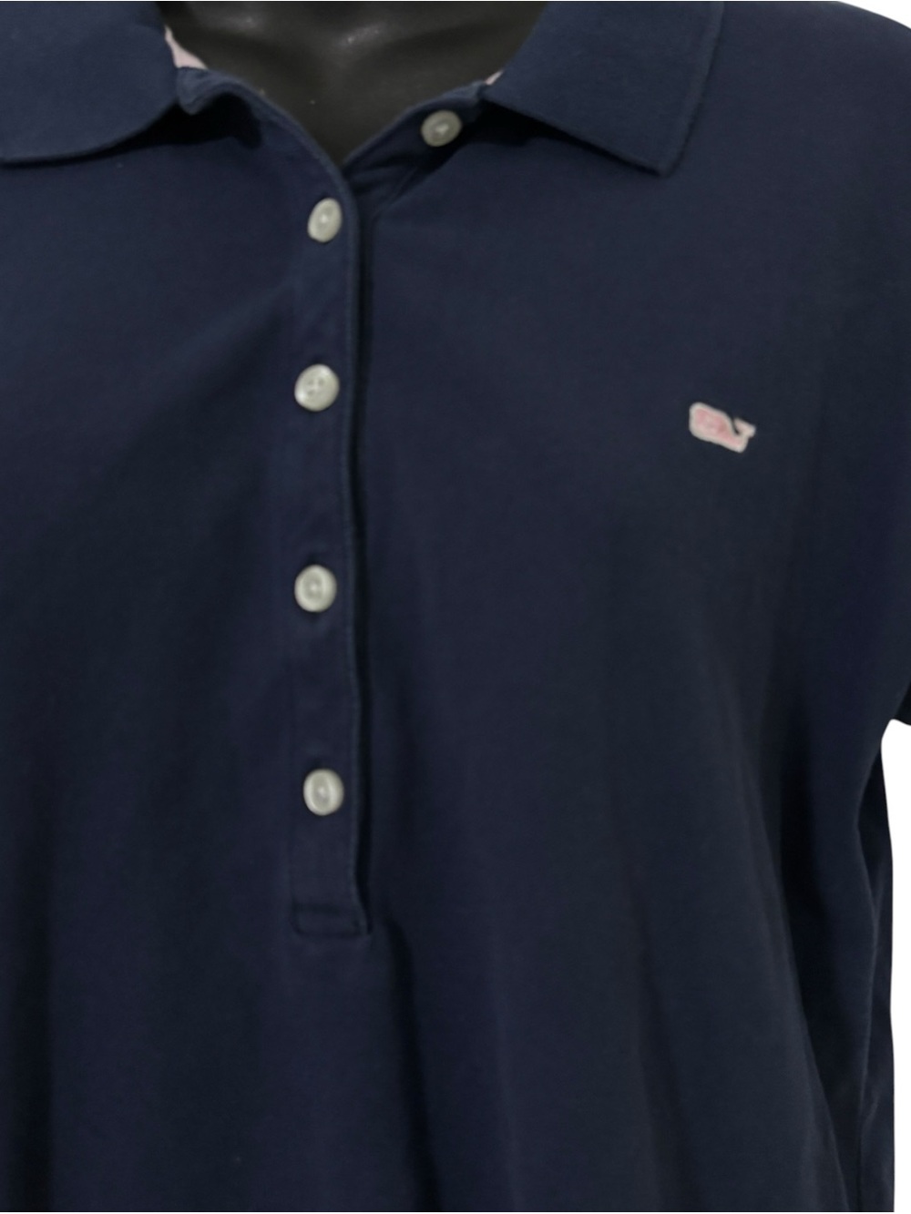 Vineyard Vines Navy Short-Sleeve Polo with Pink Whale Logo size L - Picture 5 of 7